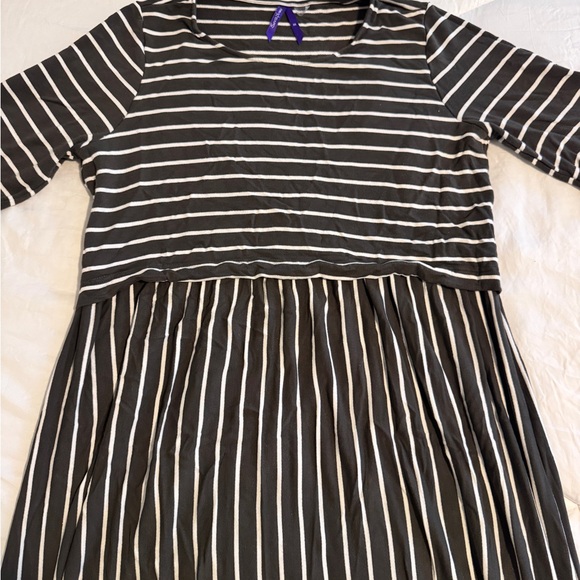 Seraphine Olive and White Striped Maternity Dress - Picture 1 of 2